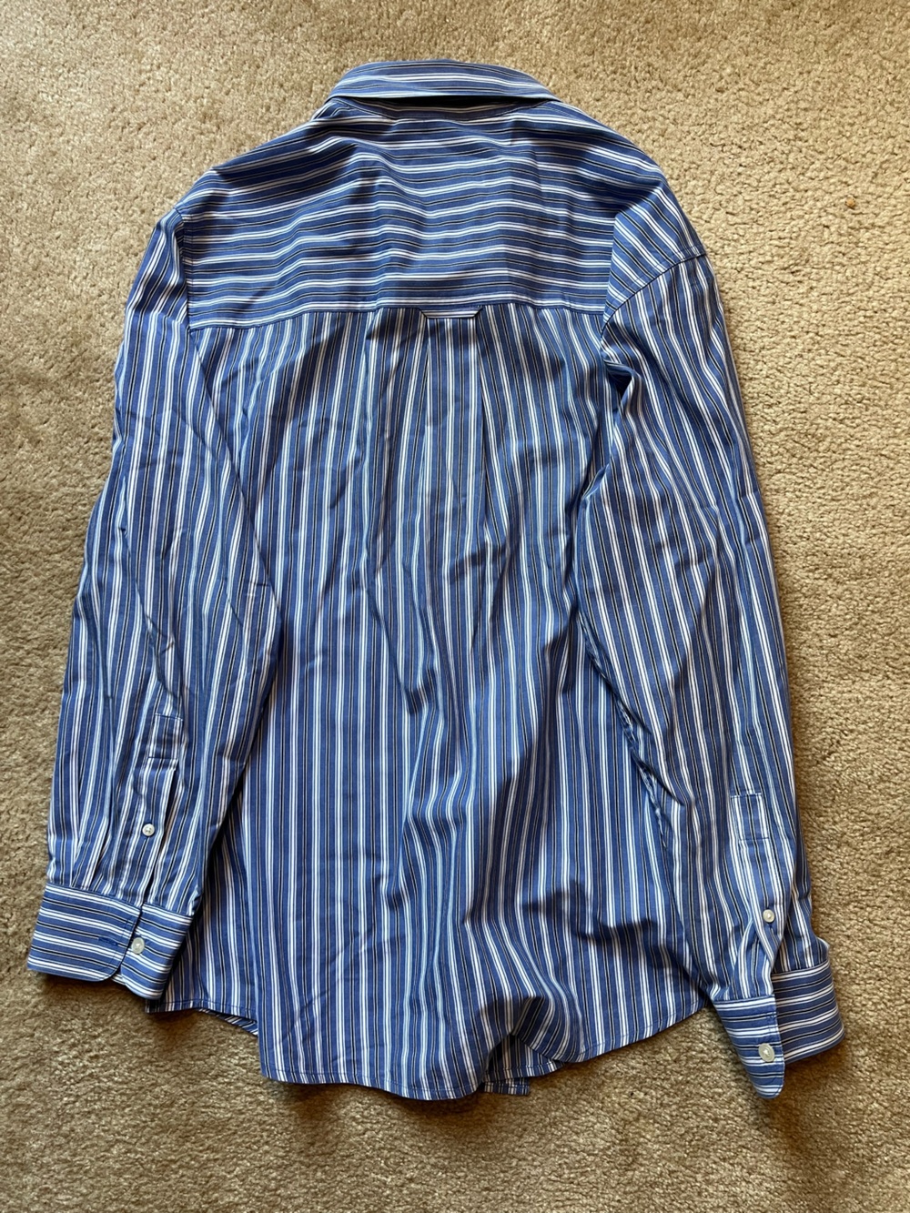 Chaps Mens XL Blue White Vertical Stripe Easy Care Button Down Shirt Long Sleeve - Picture 4 of 7